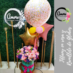 Tiffany en rosa y Ramillete de Globos