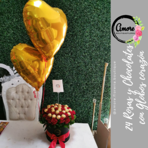 Ramillete de Globos San Valentin  Amore Boutique Florería en Poza Rica